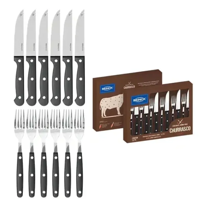 Conjunto de Talheres Para Churrasco 12 Peças - Brinox - Brinox - Utilidades Domesticas