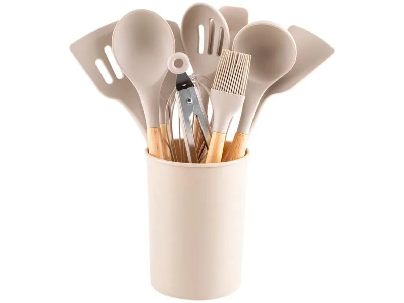Conjunto de Utensílios de Silicone e Madeira Brinox Top Pratic Cousine 12 Peças - Brinox - Utilidades Domesticas