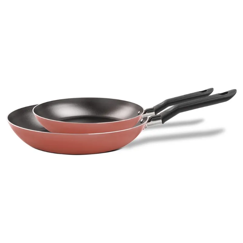 Conjunto Brinox com Duas Frigideiras Fun de Ø16 cm e Ø22 cm Antiaderente Pro-Flon na cor Terracota Terracota