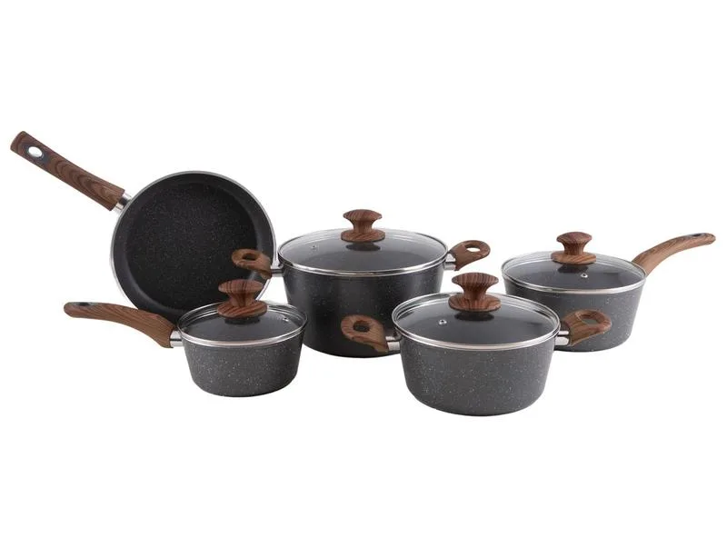 Jogo de Panelas Brinox de Alumínio Stone&Wood Cinza 5 Peças Optima - Brinox - Utilidades Domesticas