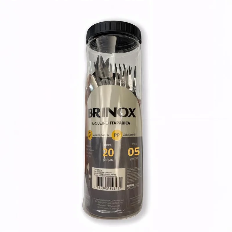 Faqueiro com Cabo em Polipropileno Brinox Itaparica 20 Peças Preto - Brinox
