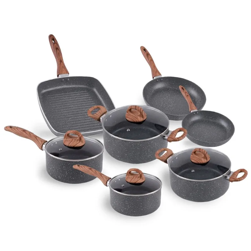 Jogo de Panelas com Indução Brinox Antiaderente Ceramic Life Smart Plus 7 Peças Granito Granito