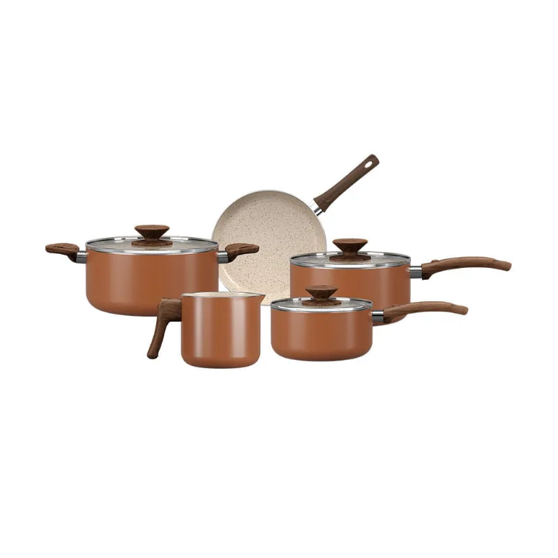 Jogo de Panelas Brinox Primea Antiaderente Ceramic Life 5 Peças Cappuccino 5 Peças Cappuccino