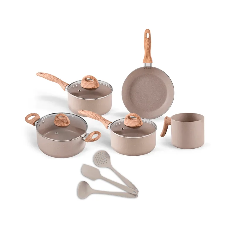 Jogo de Panelas de Indução Brinox Ceramic Life Smart Plus 8 Peças Areia Jogo de Panelas 7 peças Ceramic Life Smart Plus Indução Areia Brinox + 3 utensílios