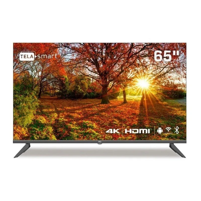 Smart TV 65 HQ 4K Com Conversor Digital Externo 3 HDMI 2 Preto Bivolt