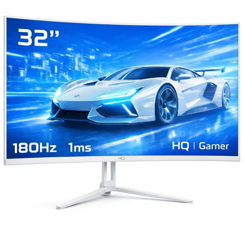 Monitor Gamer HQ 32" Ultra Branco Curvo 1ms, 180Hz, Quad HD (QHD) - 2560x1440, AMD FreeSync, HDMI, DP, HQW32C180