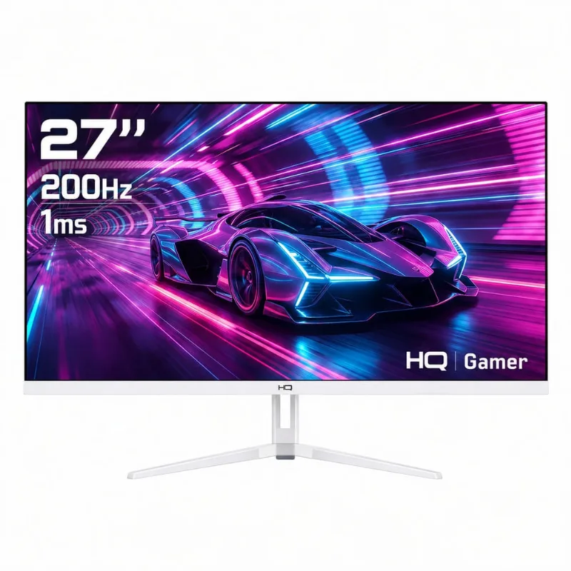 Monitor Gamer HQ 27" Branco Curvo 1ms, 200Hz, AMD FreeSync, Full HD, HDMI, DP, Frameless Hqw27c200