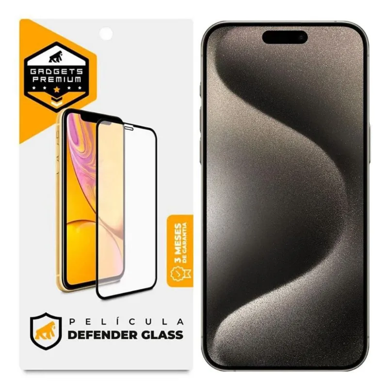Película para iPhone 15 Pro Max - Defender Glass Preta - Gshield - Gshield