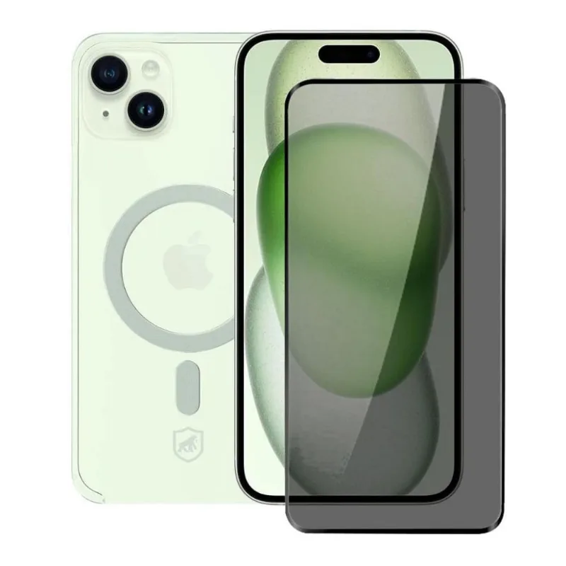 Kit Capa Magsafe Transparente e Pelicula Defender Pro Privacidade para iPhone 15 Plus - Gshield