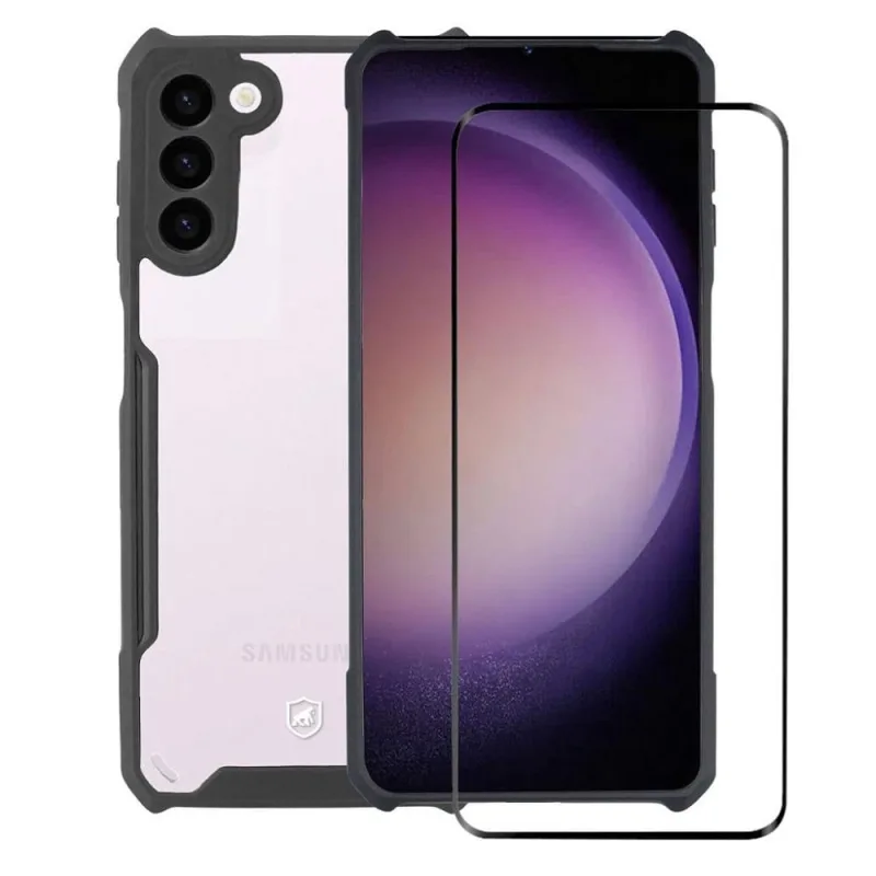 Kit Capa Dual Shock X e Pelicula Coverage 5D Pro Preta para Samsung Galaxy S23 Plus - Gshield - Gshield - Celular E Smartphone