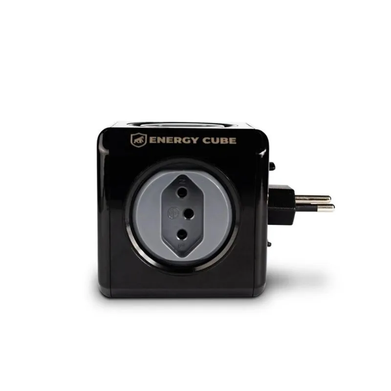 Adaptador Bivolt Energy Cube - Preto - Com 5 Tomadas - Gshield - Gshield