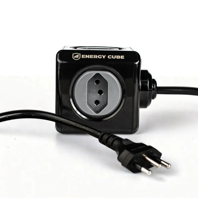 Adaptador Bivolt Energy Cube - Preto - Com 5 Tomadas e Cabo de 1,5 M - Gshield