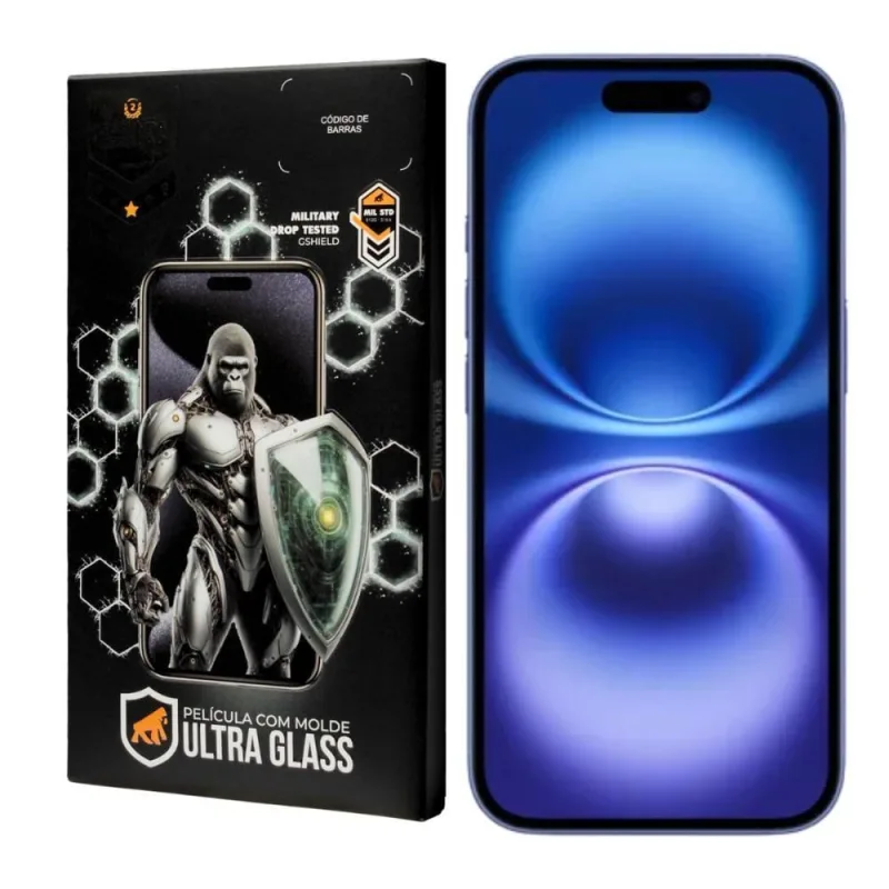 Película para Iphone 16 Plus Gshield Ultra Glass com Vidro Temperado e Poliuretano Preto 1 Unidade - Gshield - Agro