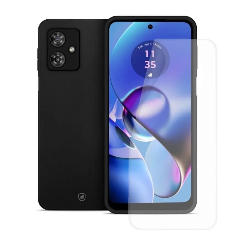 Kit Capa Para Celular E Película De Tela Gshield Silicon Veloz Para Motorola Moto G64 5g Preto 1