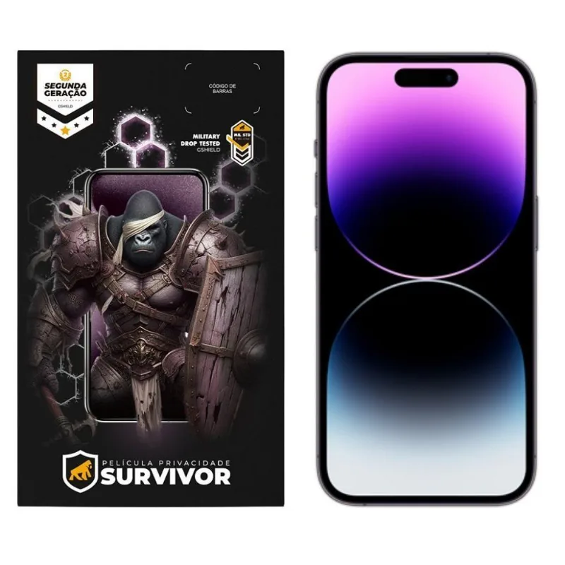 Película Para Iphone 14 Pro Com Aplicador - Survivor Privacidade - Gshield