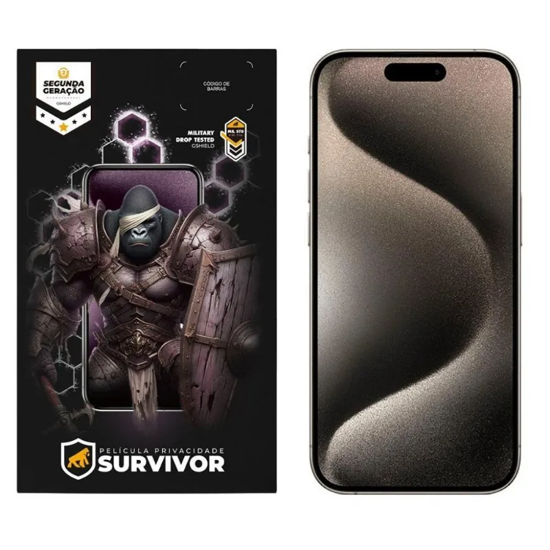 Película Para Iphone 15 Pro Com Aplicador - Survivor Privacidade - Gshield
