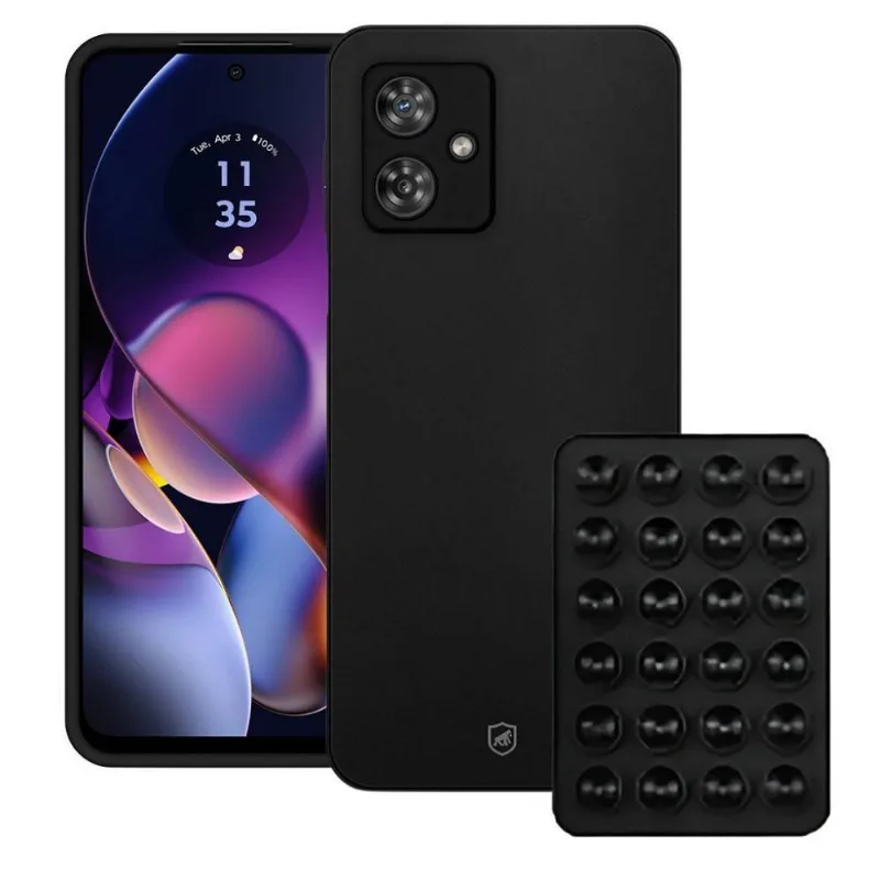 Kit Capa Silicon Veloz Para Motorola Moto G54 Ventosa Preta