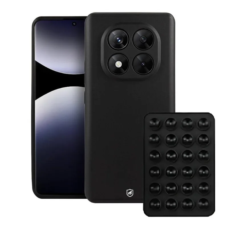 Kit Capa Silicon Veloz para Xiaomi Redmi Note 14 Pro 5G + Ventosa - Preta - Gshield