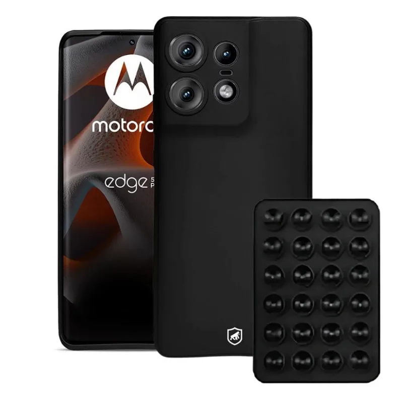 Capa Silicon Veloz para Moto Edge 50 Pro + Ventosa Preta
