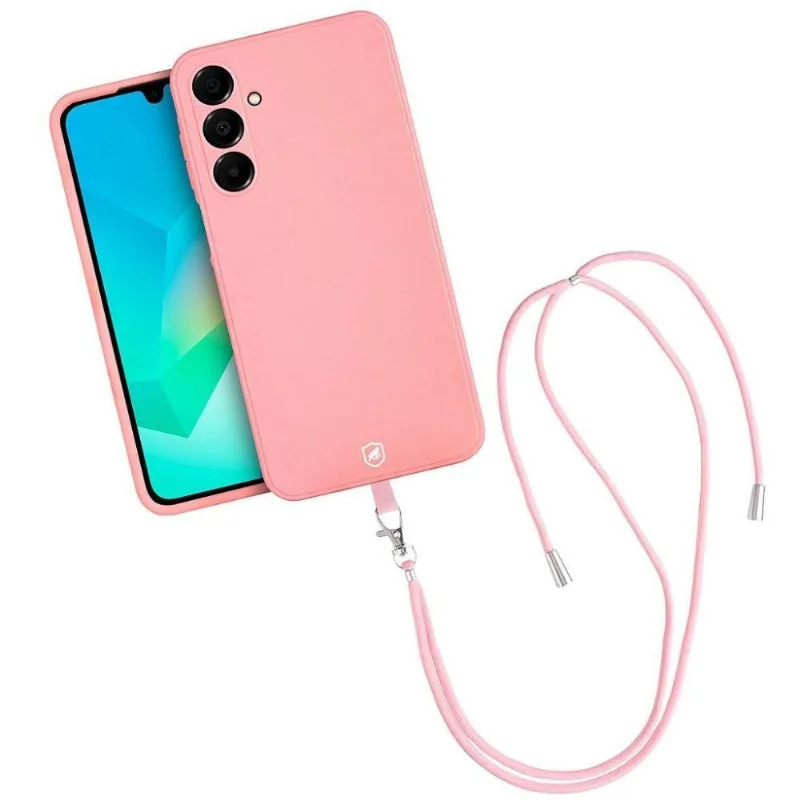 Kit Capa Silicon Veloz Para Samsung Galaxy A16 5g + Cordão Phone Strap Flex - Rosa - Gshield - Gshield - Celular E Smartphone