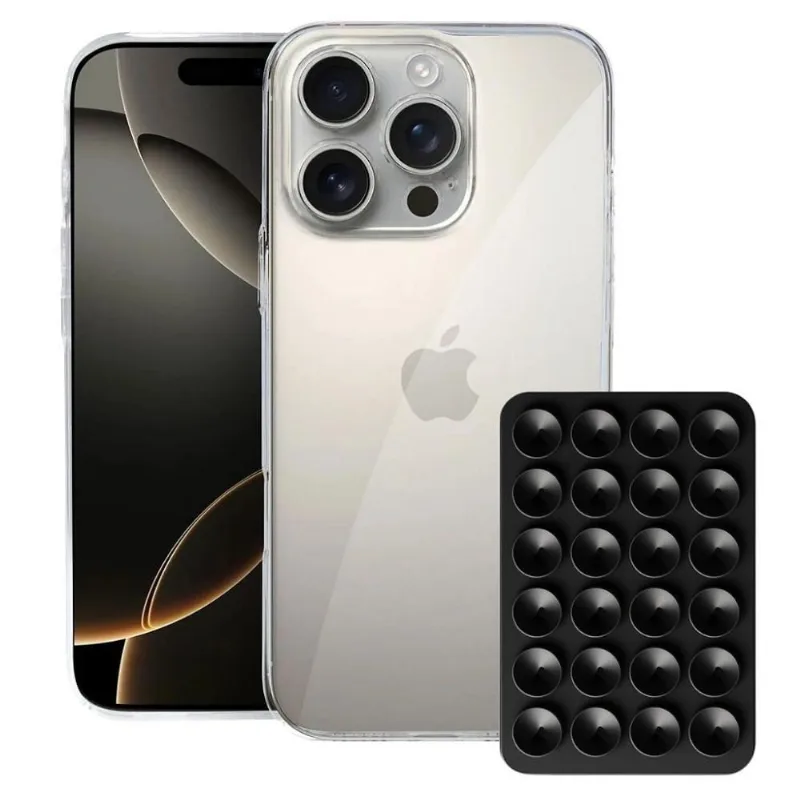 capinha Crystal Slim do Iphone 16 Pro Ventosa Preta Gshield