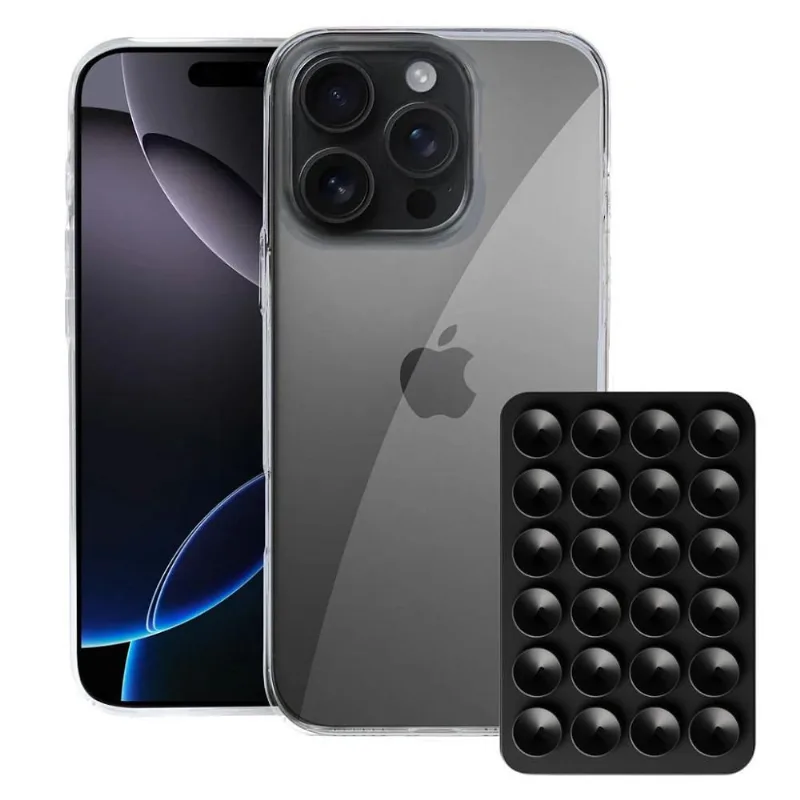 Capa Crystal Slim para Iphone 16 Pro Max + Ventosa Preta