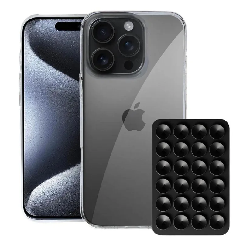 capinha Crystal Slim para Iphone 15 + Ventosa Preta Gshield