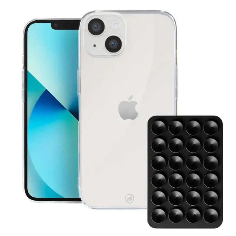 Kit Capa Crystal Slim para Iphone 13 + Ventosa -Preta