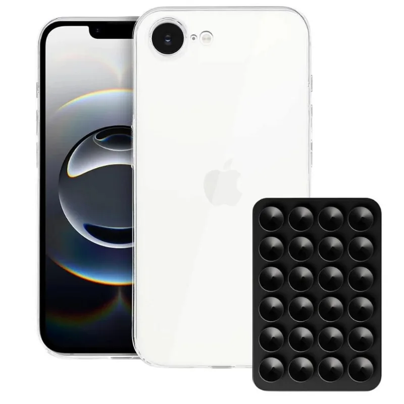 caseCrystal Slim para Iphone 16E + Ventosa Preta Gshield