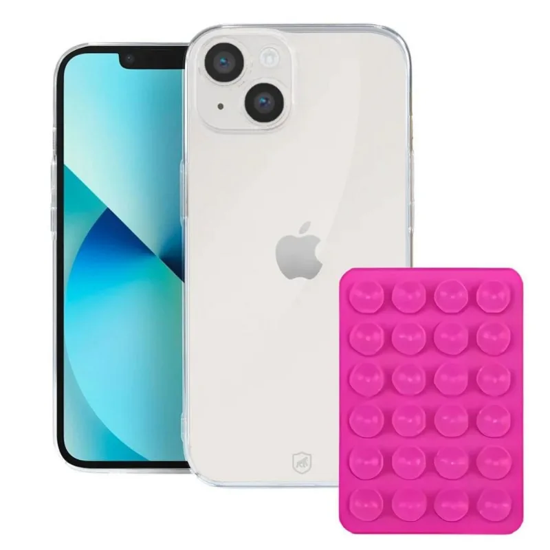 Kit Capa Crystal Slim para Iphone 13 + Ventosa ROSA Gshield