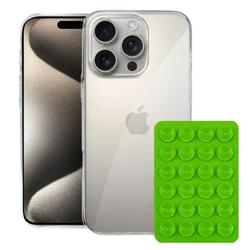 Kit Capa Crystal Slim Para Iphone 15 Pro + Ventosa - Verde