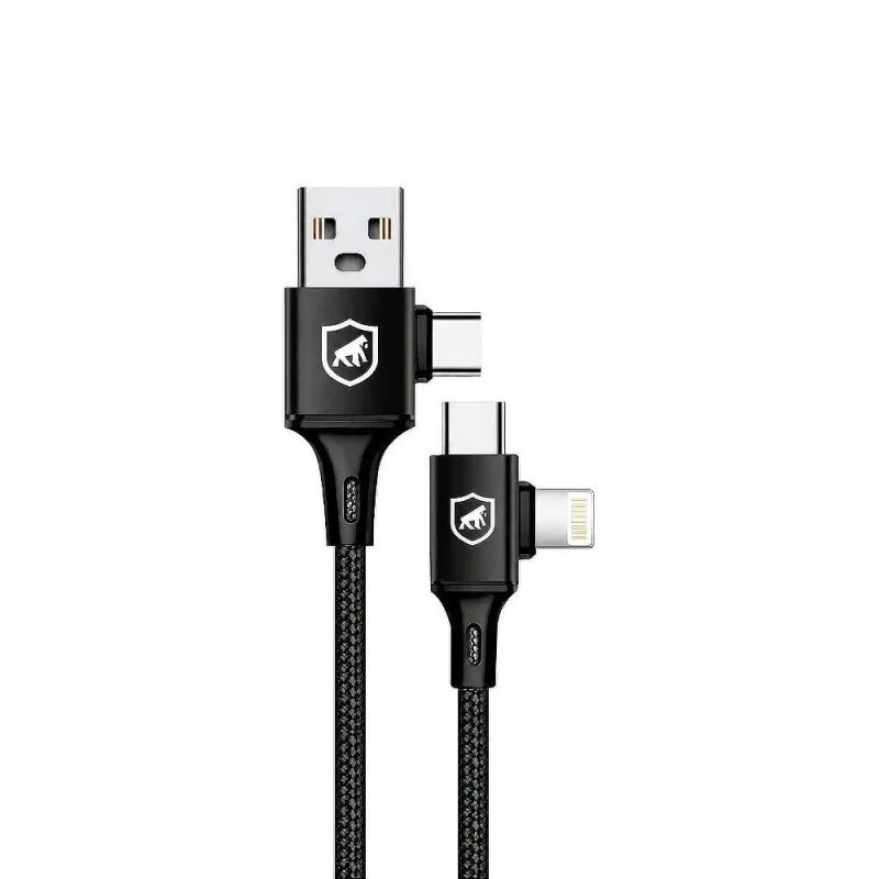Cabo 4 em 1 - Carregamento Rápido 65W - USB-A, USB-C/Tipo-C e Lightning, Preto - 1M - Discovery - Gshield - Gshield - Informática
