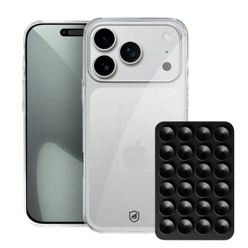 Kit Capa Crystal Slim para iPhone 17 Pro + Ventosa - Preto - Gshield