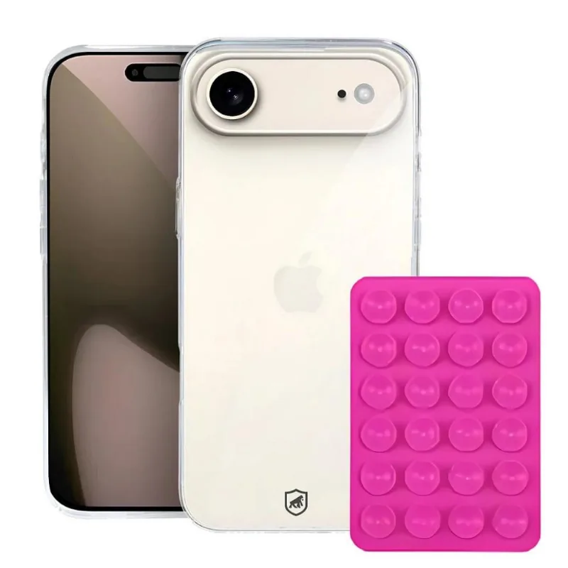 Kit Capa Crystal Slim para iphone 17 Air + Ventosa - Rosa - Gshield