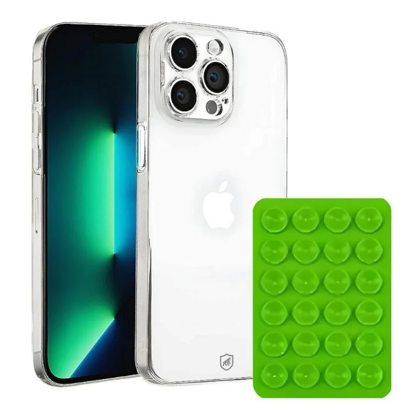 Capa Para Celular Suporte Ventosa Gshield Crystal Slim Para Iphone 13 Pro Max Acrílico E Silicone