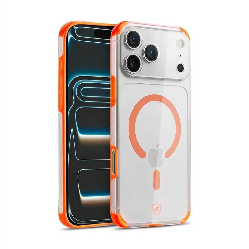 Capa para iPhone 18 Pro - Crystal Edge Magsafe - Laranja - NÃO AMARELA - Gshield