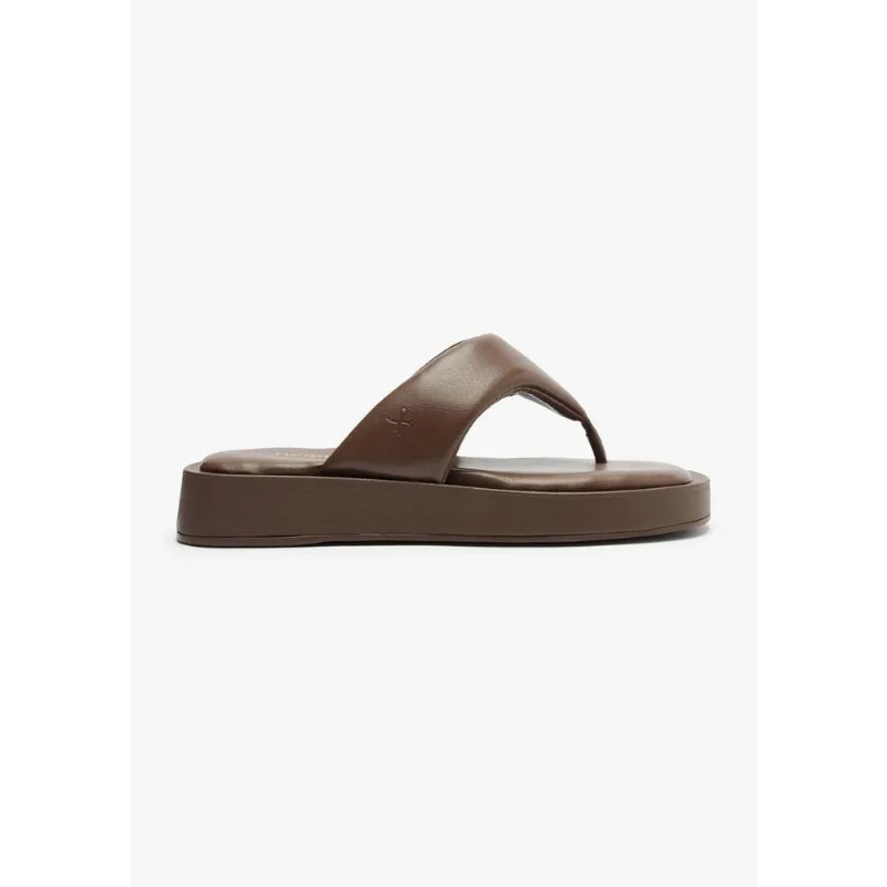 Sandália Solar Flatform Feminina Tira Acolchoada - Marrom 035