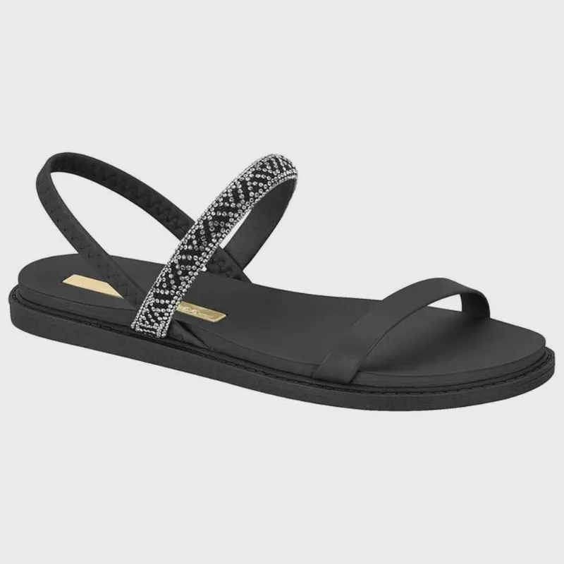 Sandália Feminina Papete Preto Cristal Moleca 5443.231