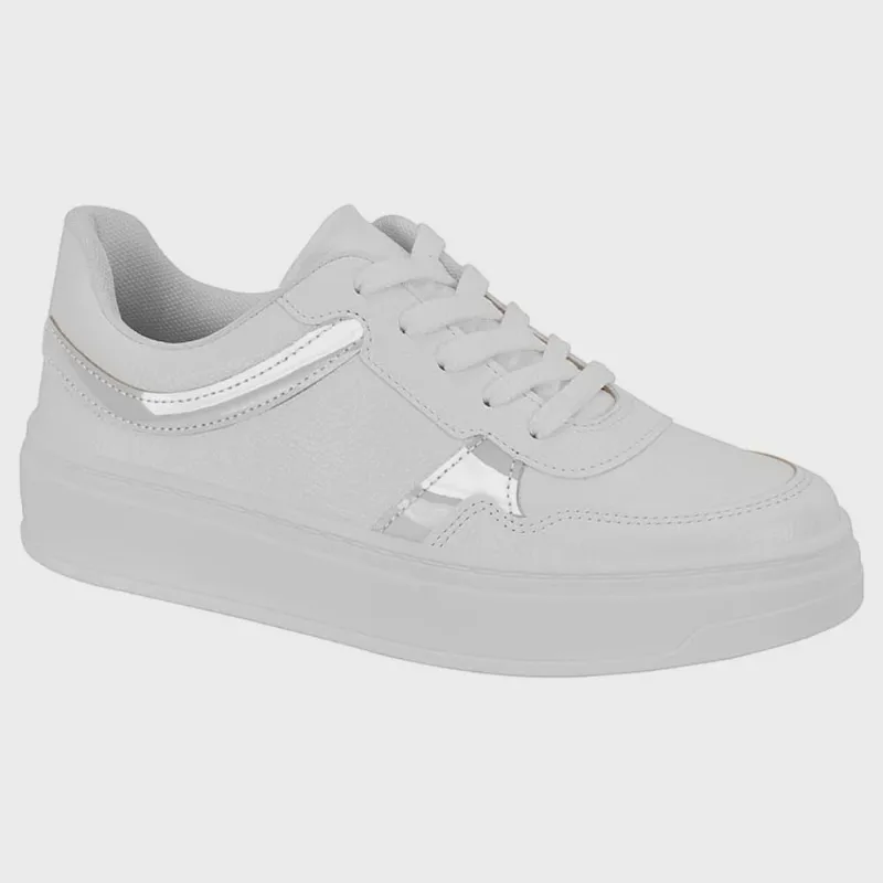 Tênis Casual Feminino Napa Branco Prata Beira Rio 4305.108