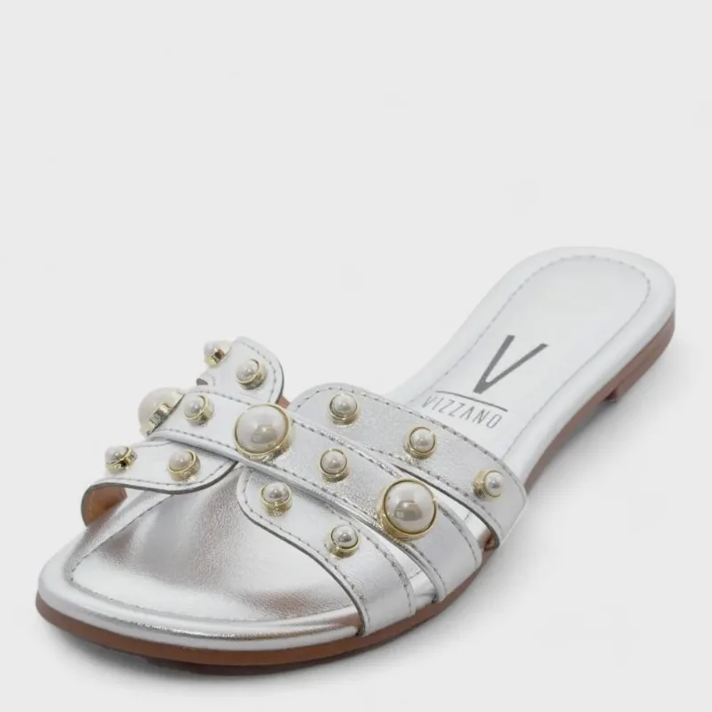 Tamanco Feminino Vizzano Flat ref: 6371181 metalizado