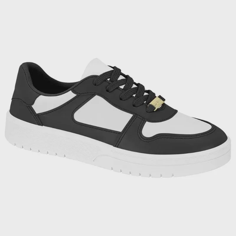 Tênis Feminino Casual Napa Branco Preto Moleca 5791.110