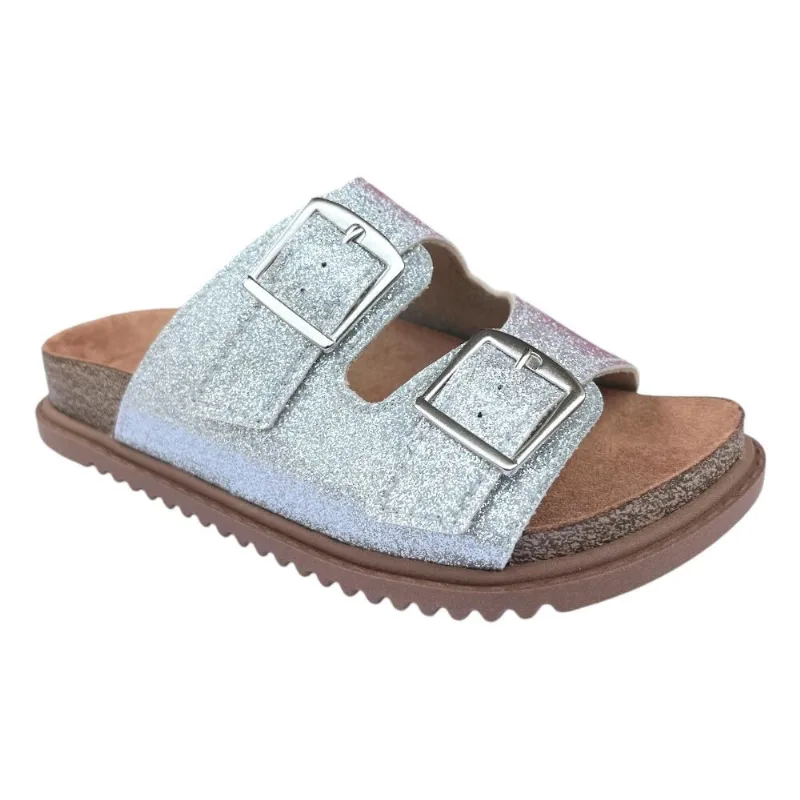 Tamanco Papete Menina Molekinha Prata Glitter 2357.103