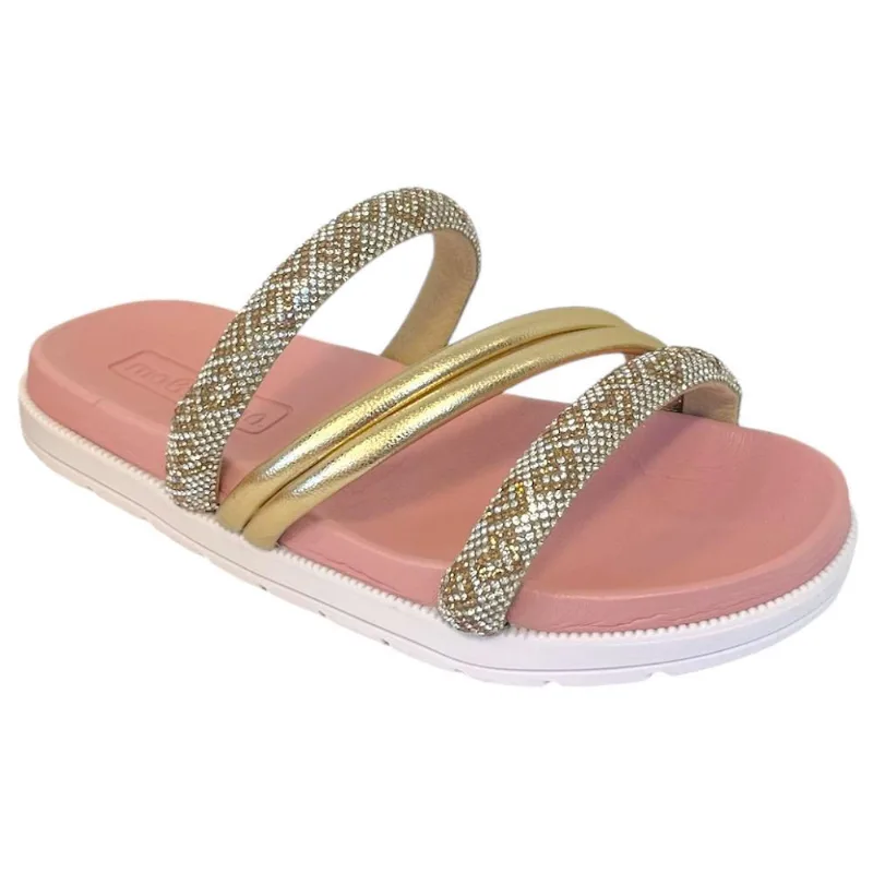 Tamanco Papete Menina Molekinha Rosa Brilho Dourado 2352.107