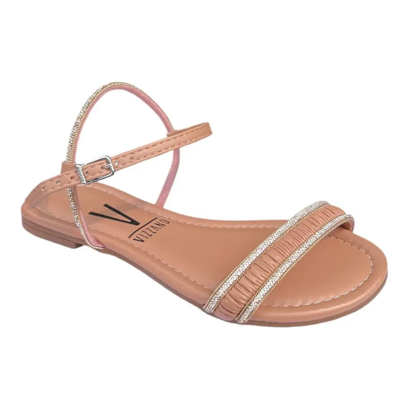 Sandália Rasteira Fem Vizzano Brilho Nude 6235.1702