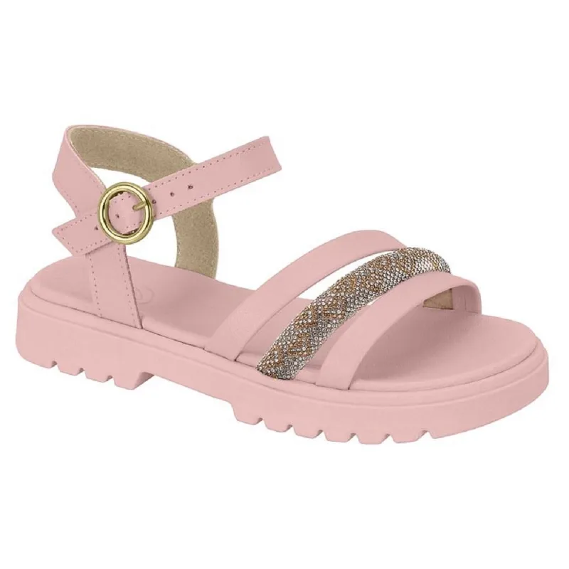 Sandalia Molekinha Ref 2344.128.28893 Rosa/cristal Dourado 030