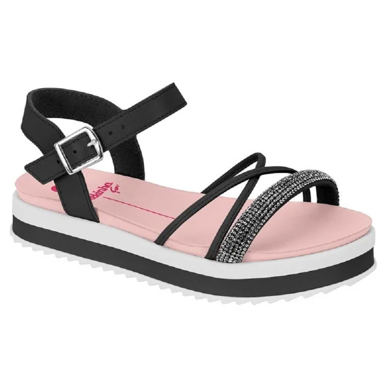 Sandalia Molekinha Ref 2305.1565.27227 Preto/rosa 032