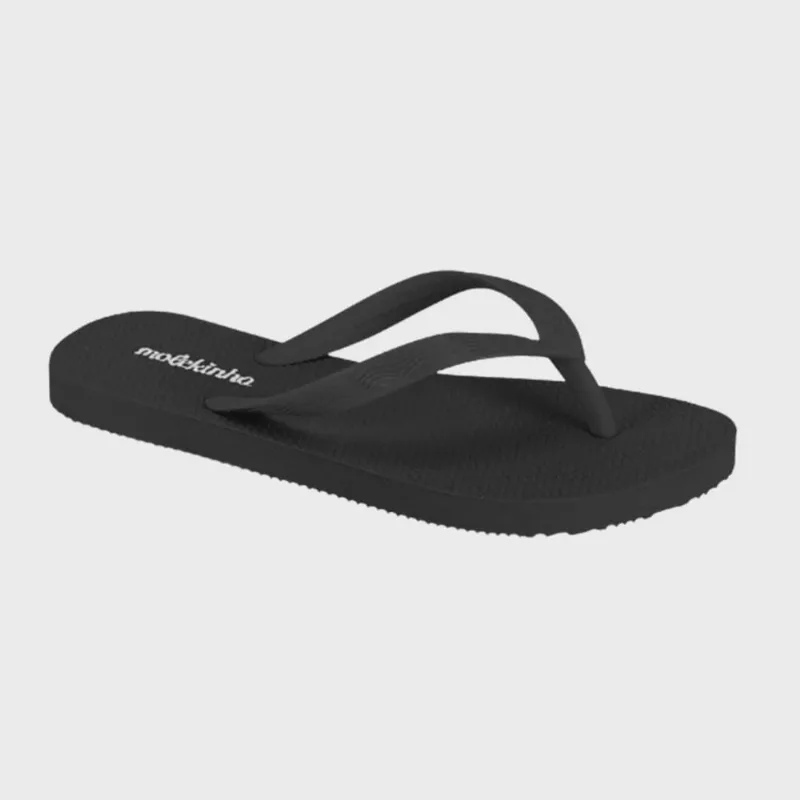 Molekinha Chinelo Tira Fina Liso Preto