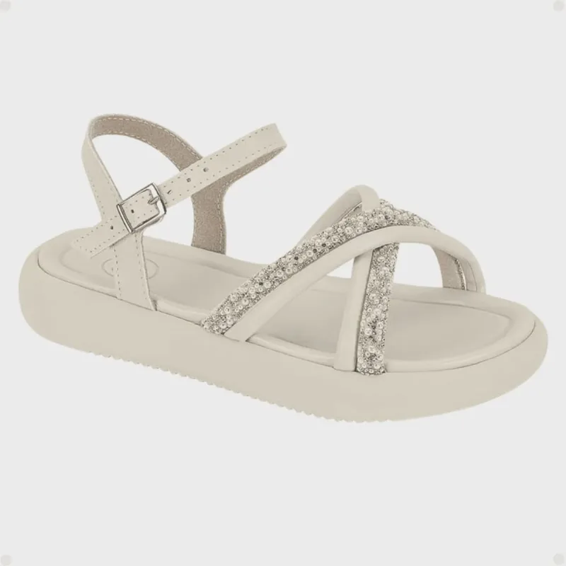 Sandália Anabela Infantil Molekinha Strass Brilho Fashion Confortável