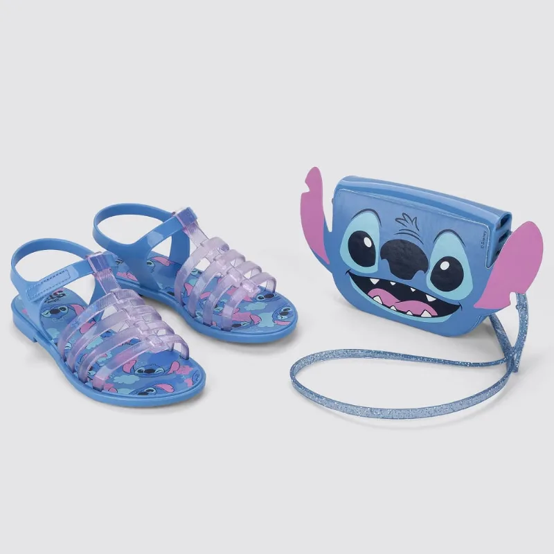 Sandália Menina Grendene Kids com Bolsa Stitch Azul 23199