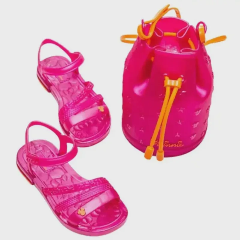 Sandália Grendene Minie Style Bag Com Bolsa Menina Rosa Perolado